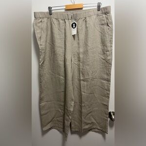 Eileen Fisher Organic Linen Wide-Leg Cropped Pants Womens size 1X